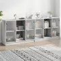 Libreria con Ante Grigio Sonoma 204x37x75 cm Legno Multistrato