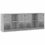 Libreria con Ante Grigio Sonoma 204x37x75 cm Legno Multistrato