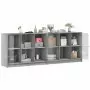 Libreria con Ante Grigio Sonoma 204x37x75 cm Legno Multistrato