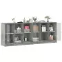 Libreria con Ante Grigio Cemento 204x37x75 cm Legno Multistrato