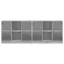 Libreria con Ante Grigio Cemento 204x37x75 cm Legno Multistrato