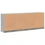 Libreria con Ante Grigio Cemento 204x37x75 cm Legno Multistrato