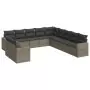 Set Divani da Giardino 11 pz con Cuscini in Polyrattan Grigio