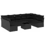 Set Divani da Giardino 10pz con Cuscini in Polyrattan Nero