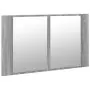 Armadietto a Specchio con LED Grigio Sonoma 80x12x45cm Acrilico