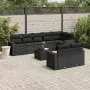 Set Divani da Giardino 9 pz con Cuscini Nero in Polyrattan