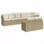 Set Divano da Giardino 8 pz con Cuscini Beige in Polyrattan