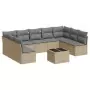 Set Divano da Giardino 10 pz con Cuscini Beige in Polyrattan