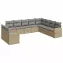 Set Divano da Giardino 10 pz con Cuscini Beige in Polyrattan