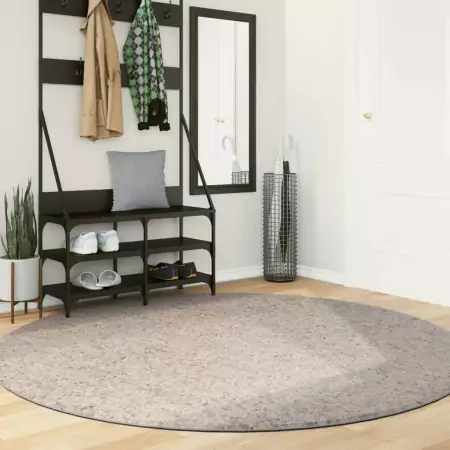 Tappeto Shaggy a Pelo Lungo Moderno Beige Ø 200 cm