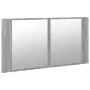 Armadietto a Specchio con LED Grigio Sonoma 90x12x45cm Acrilico