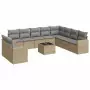 Set Divani da Giardino 11 pz con Cuscini Beige in Polyrattan