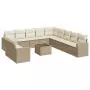 Set Divani da Giardino 12 pz con Cuscini Beige in Polyrattan