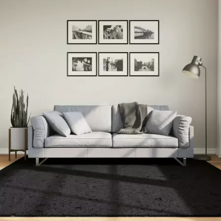 Tappeto Shaggy a Pelo Lungo Moderno Nero 200x200 cm