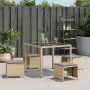 Sgabelli Giardino Cuscini 4pz Beige Misto 41x41x36cm Polyrattan