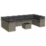 Set Divani da Giardino 11 pz con Cuscini in Polyrattan Grigio