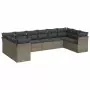 Set Divano da Giardino 10 pz con Cuscini Grigio in Polyrattan