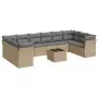 Set Divani da Giardino 11 pz con Cuscini Beige in Polyrattan