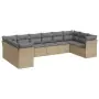 Set Divano da Giardino 10 pz con Cuscini Beige in Polyrattan