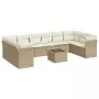 Set Divani da Giardino 11 pz con Cuscini Beige in Polyrattan