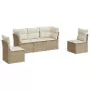 Set Divano da Giardino 5 pz con Cuscini Beige in Polyrattan