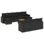 Set Divani da Giardino 11 pz con Cuscini in Polyrattan Nero