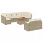 Set Divano da Giardino 10 pz con Cuscini Beige in Polyrattan