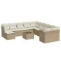 Set Divani da Giardino 12 pz con Cuscini Beige in Polyrattan