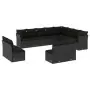 Set Divani da Giardino 12 pz con Cuscini Nero in Polyrattan