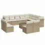 Set Divano da Giardino 13 pz con Cuscini Beige in Polyrattan