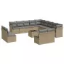 Set Divani da Giardino 14pz con Cuscini in Polyrattan Beige