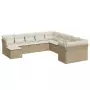 Set Divani da Giardino 11 pz con Cuscini Beige in Polyrattan