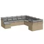 Set Divani da Giardino 11 pz con Cuscini Beige in Polyrattan