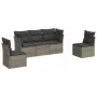 Set Divano da Giardino 5 pz con Cuscini Grigio in Polyrattan