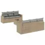 Set Divani da Giardino 7 pz con Cuscini Beige in Polyrattan