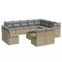 Set Divano da Giardino 13 pz con Cuscini Beige in Polyrattan