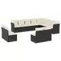 Set Divani da Giardino 12 pz con Cuscini Nero in Polyrattan