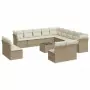 Set Divani da Giardino 14pz con Cuscini in Polyrattan Beige