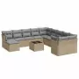 Set Divani da Giardino 12 pz con Cuscini Beige in Polyrattan