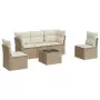 Set Divano da Giardino 6 pz con Cuscini Beige in Polyrattan