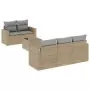 Set Divano da Giardino 6 pz con Cuscini Beige in Polyrattan