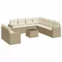 Set Divano da Giardino 10 pz con Cuscini Beige in Polyrattan