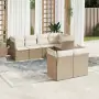 Set Divani da Giardino 7 pz con Cuscini Beige in Polyrattan