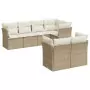 Set Divani da Giardino 7 pz con Cuscini Beige in Polyrattan