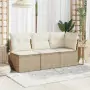 Divano Angolare da Giardino con Cuscini Beige in Polyrattan