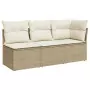 Divano da Giardino con Cuscini a 3 Posti Beige in Polyrattan