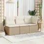 Divano da Giardino con Cuscini a 3 Posti Beige in Polyrattan