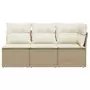 Divano da Giardino con Cuscini a 3 Posti Beige in Polyrattan