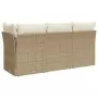 Divano da Giardino con Cuscini a 3 Posti Beige in Polyrattan