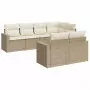 Set Divani da Giardino 7 pz con Cuscini Beige in Polyrattan